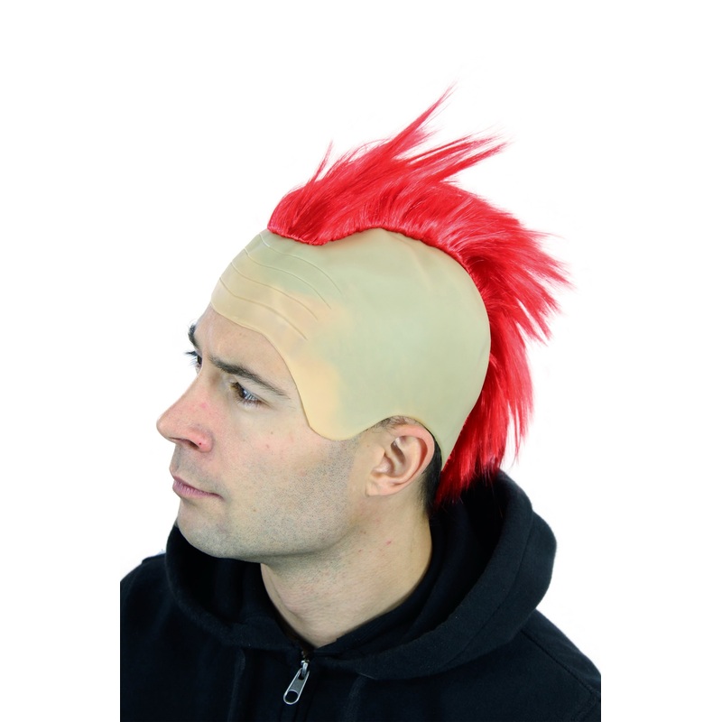 Party Halloween wig men woimen red Mohawk on bald head Punk Anarchy 4201