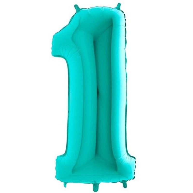 Turquoise number 1 foil balloon 1.01m