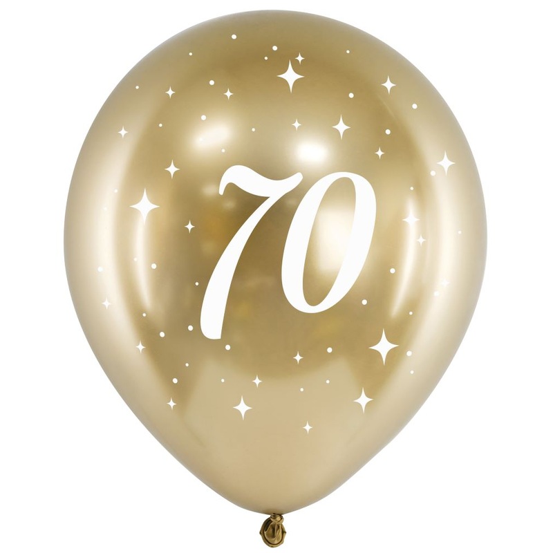 6 Glossy Gold Number 70 Balloon 30cm