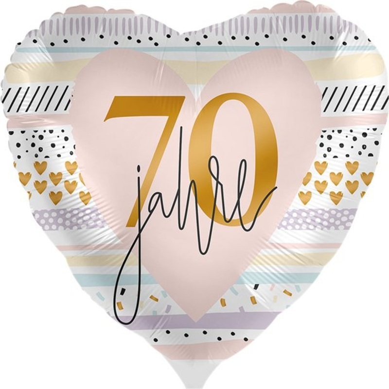 70th birthday heart foil balloon 46cm