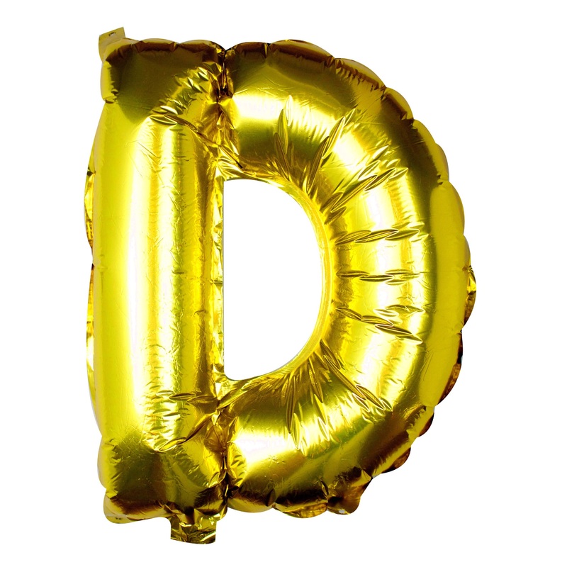 Golden letter D foil balloon 40cm