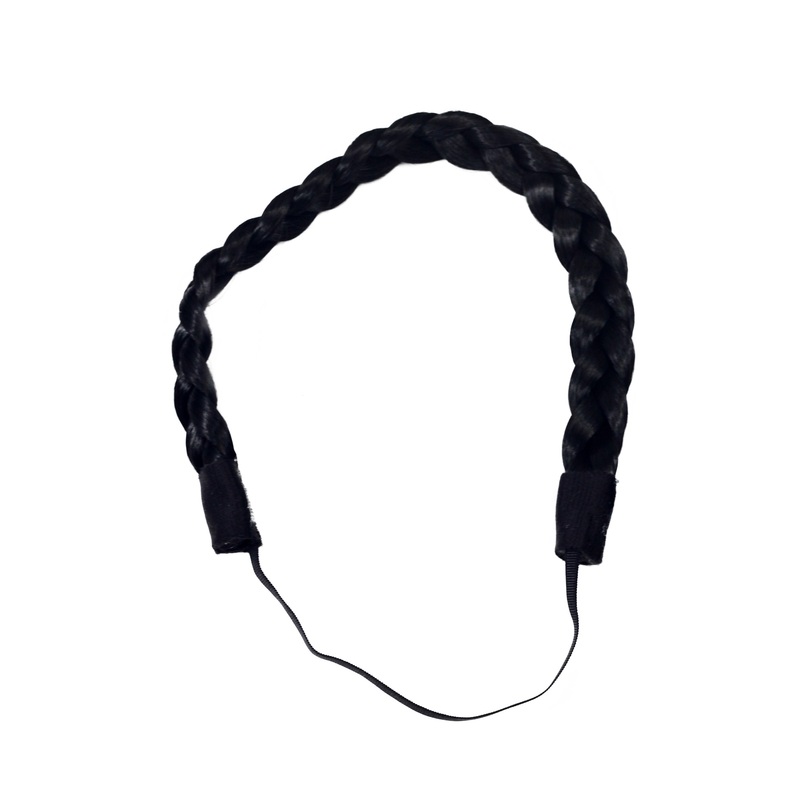 Hair Piece Hairband Circlet Alice band HIGH  synthetic fiber braided braid BLACK YZF-3080-1