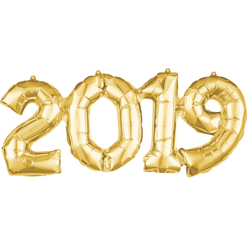 New Year’s foil balloon 2019 gold