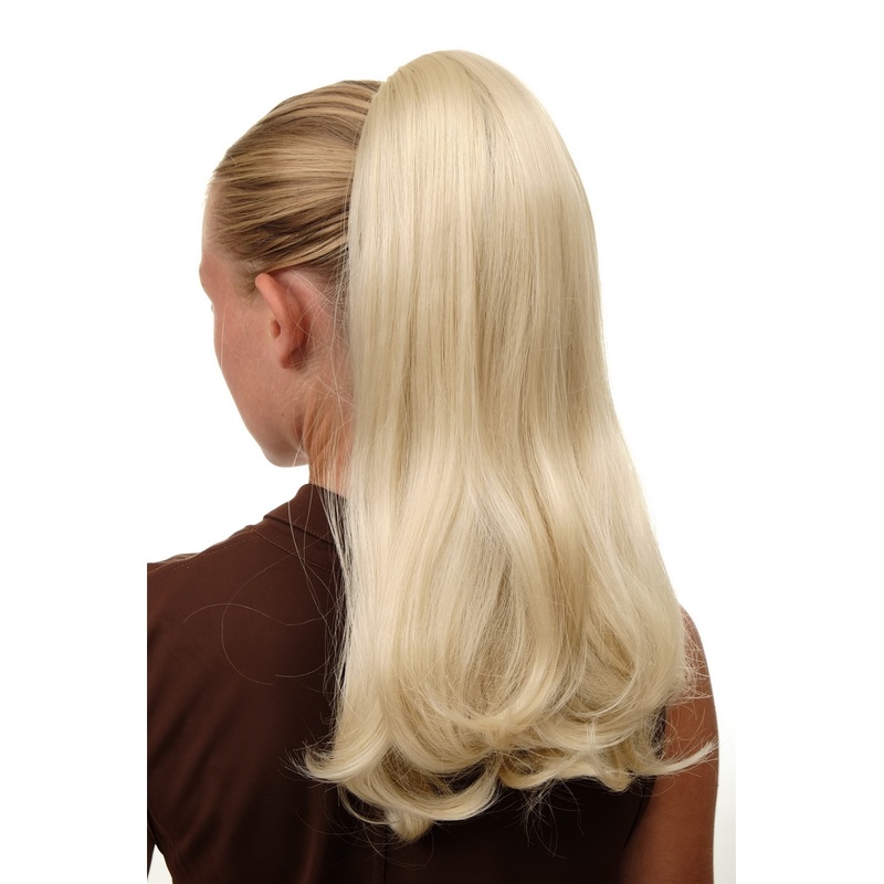 Ponytail Hairpiece extension long straight but voluminous platinum blond BRO-525