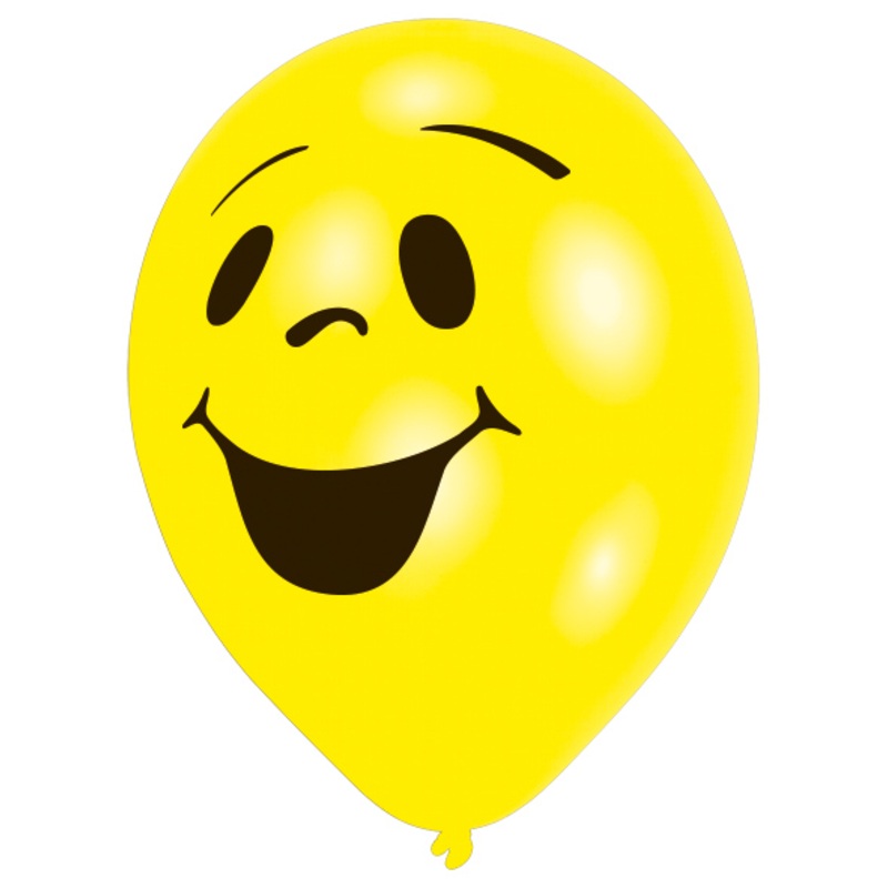 Set of 10 laughing smiley balloons