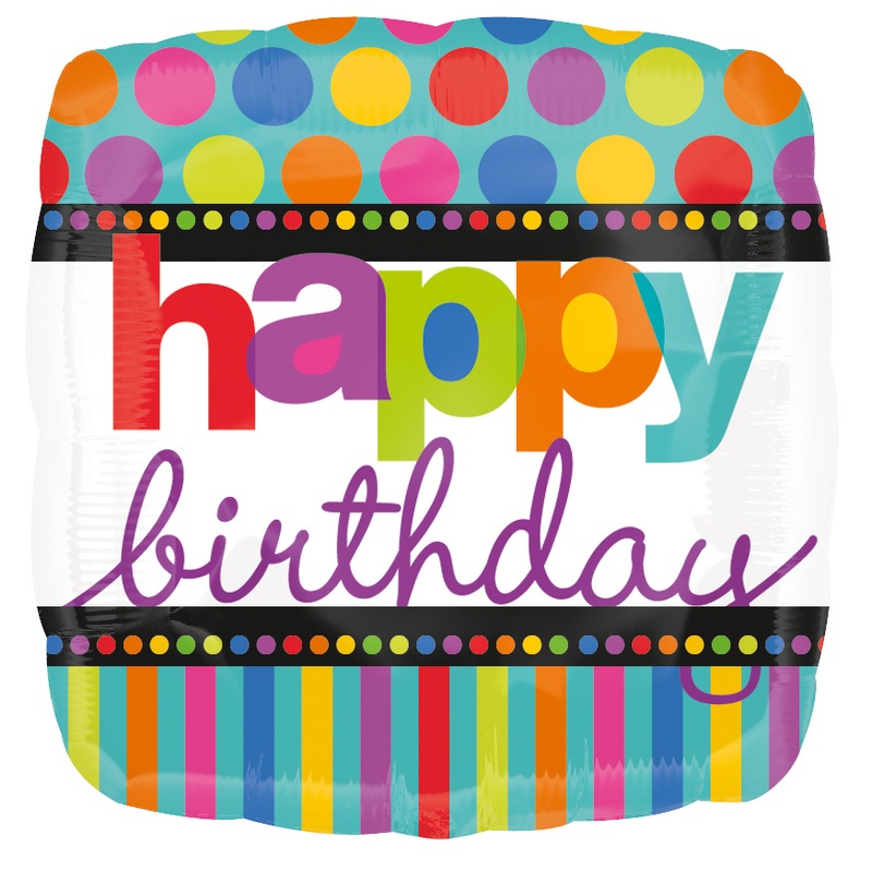 Square Happy Birthday foil balloon