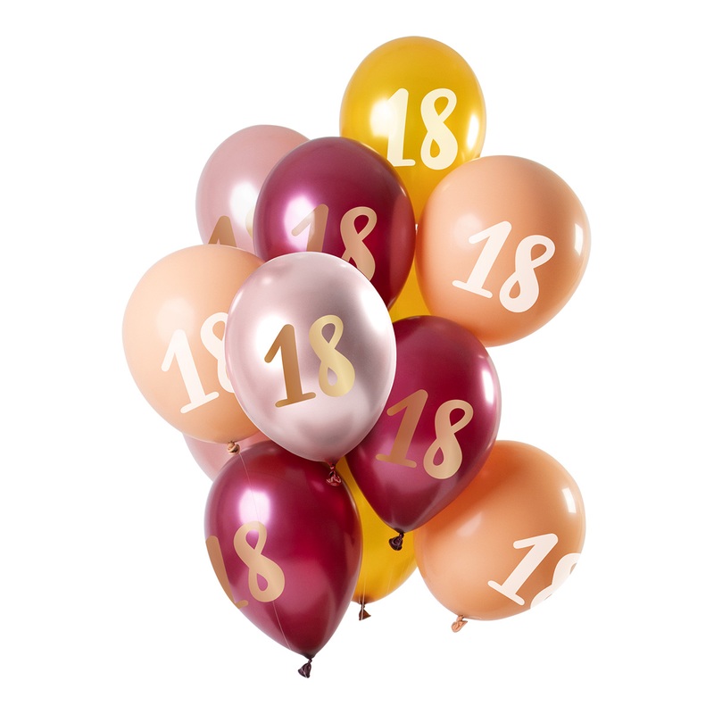 18th birthday 12 latex balloons pink gold