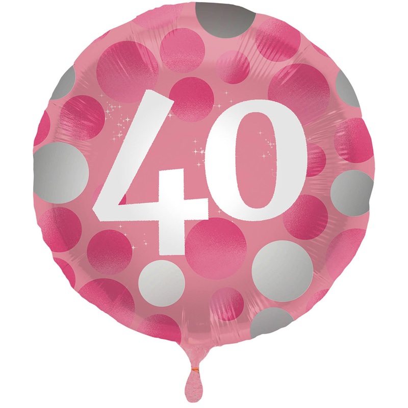 40th birthday Glossy Pink Foil Balloon 45cm