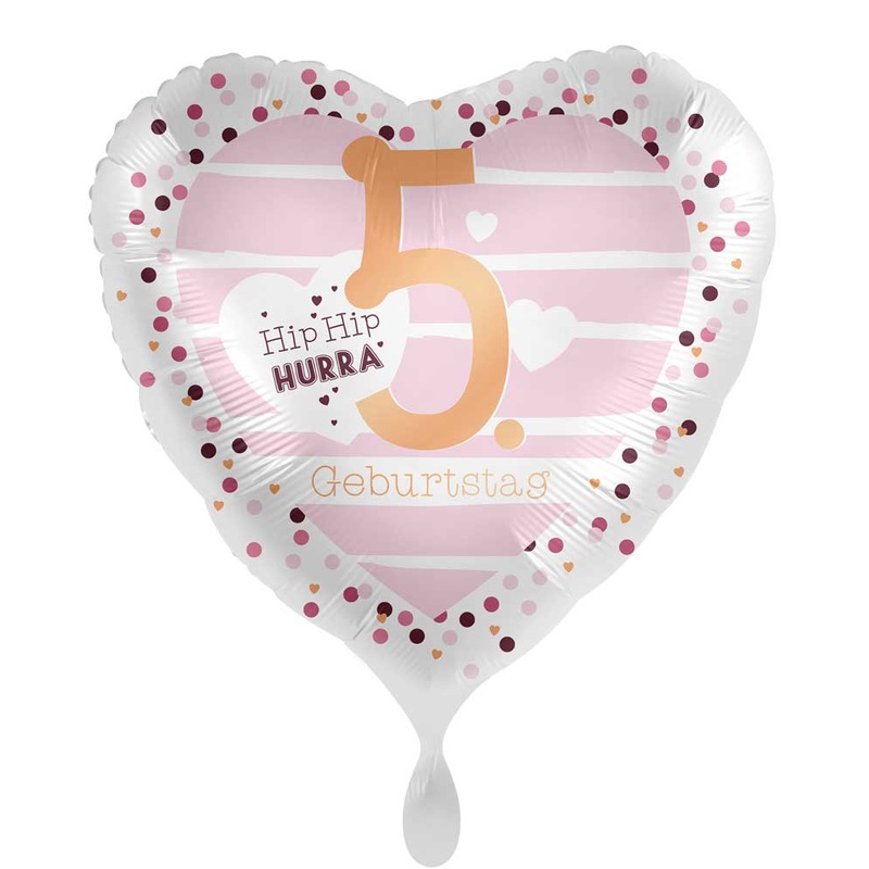 5th birthday heart foil balloon 71cm