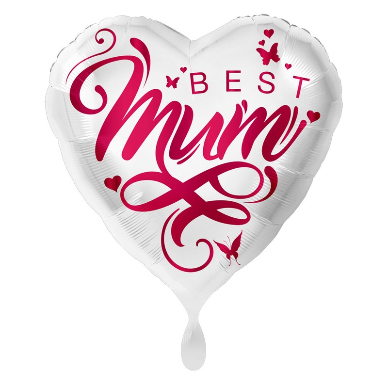 Best Mum Heart Foil Balloon 43cm