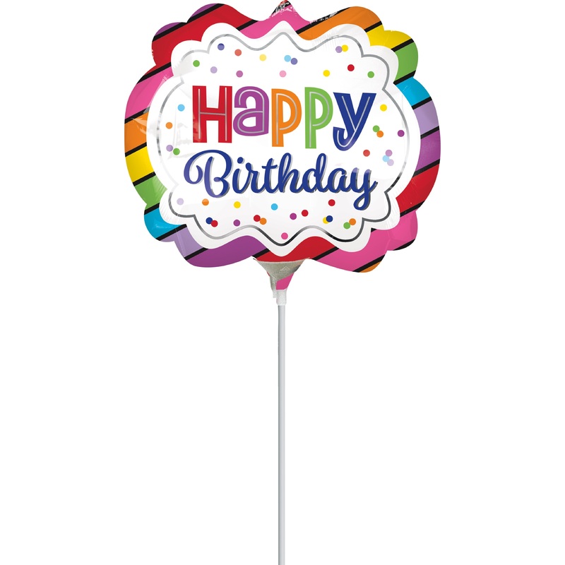 Birthday bar balloon Colorful striped rainbow