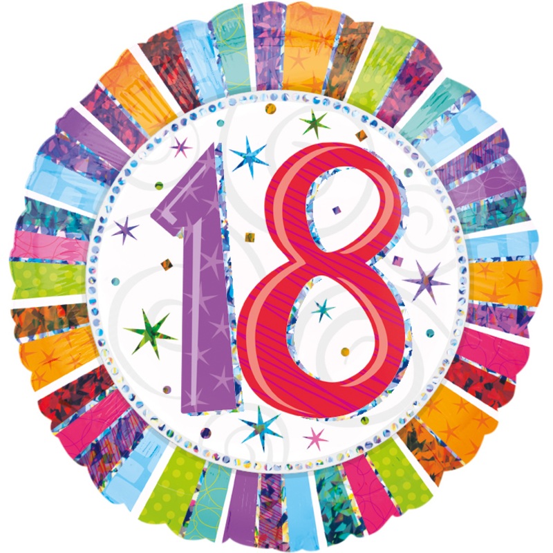 Colorful 18th Birthday balloon 45cm