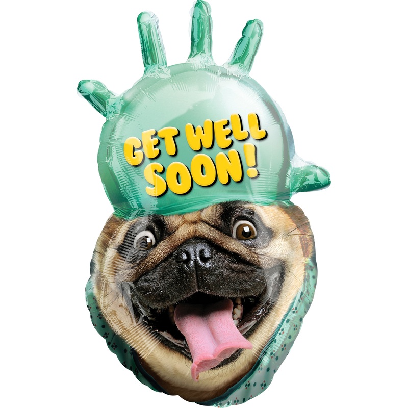 Crazy Foil Balloon – Get Well Pug
