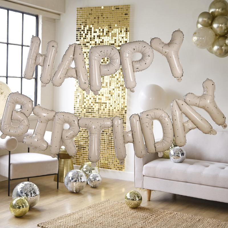 Foil balloon lettering White-Gold Elegance