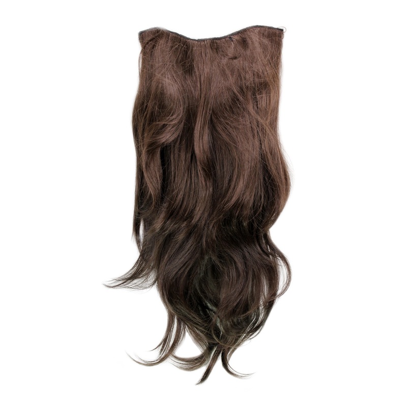 Hairpiece Halfwig 7 Clip In Extension very long straight chocolate brown H9505