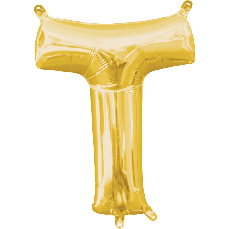 Mini foil balloon letter T gold 35cm