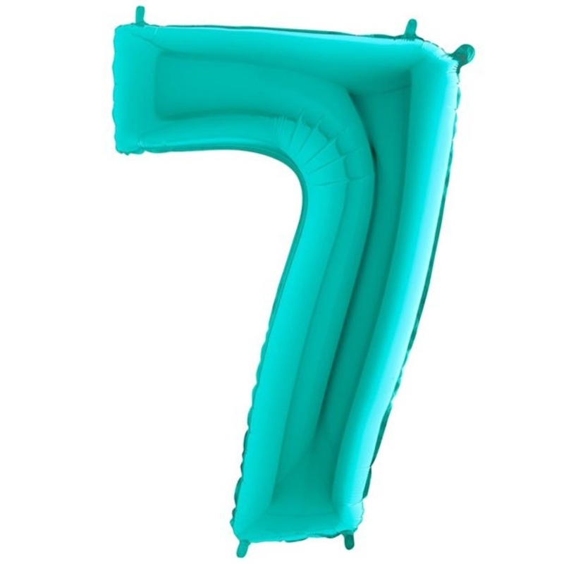 Number 7 giant foil balloon mint 101cm