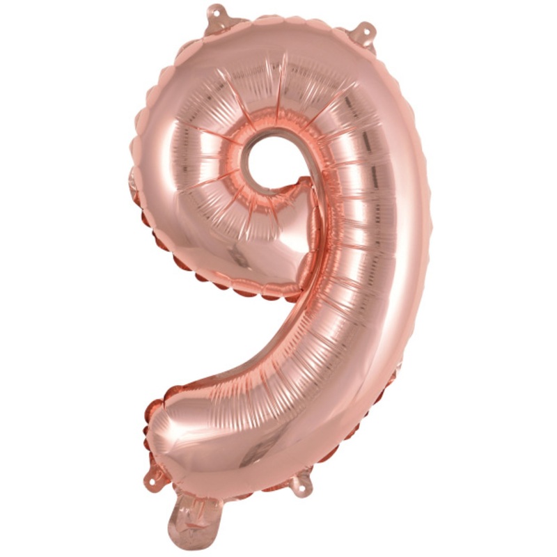 Number 9 rose gold foil balloon 40cm