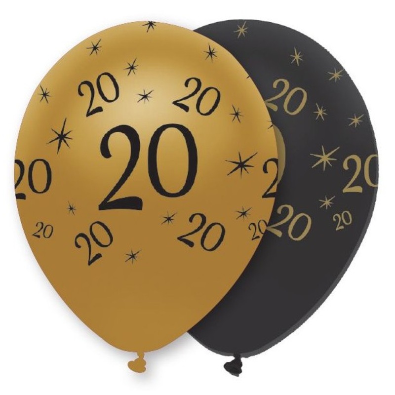 6 Magical 20th Birthday balloons 30cm