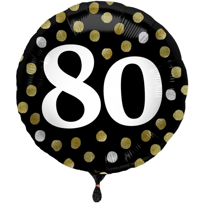 Foil Balloon 80th Birthday Glossy Black 45cm