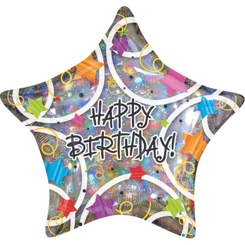 Happy Birthday star shimmer balloon