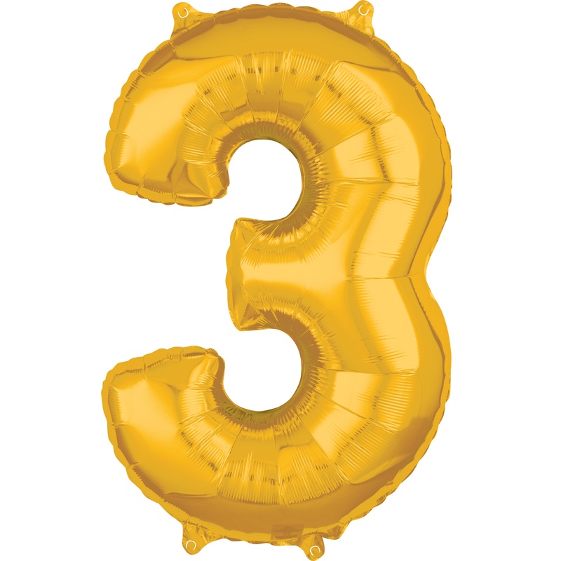 Number balloon 3 in gold 43 x 66cm