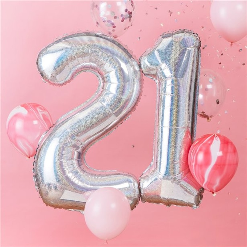 Sparkling 21st Birthday foil balloons 1.02m