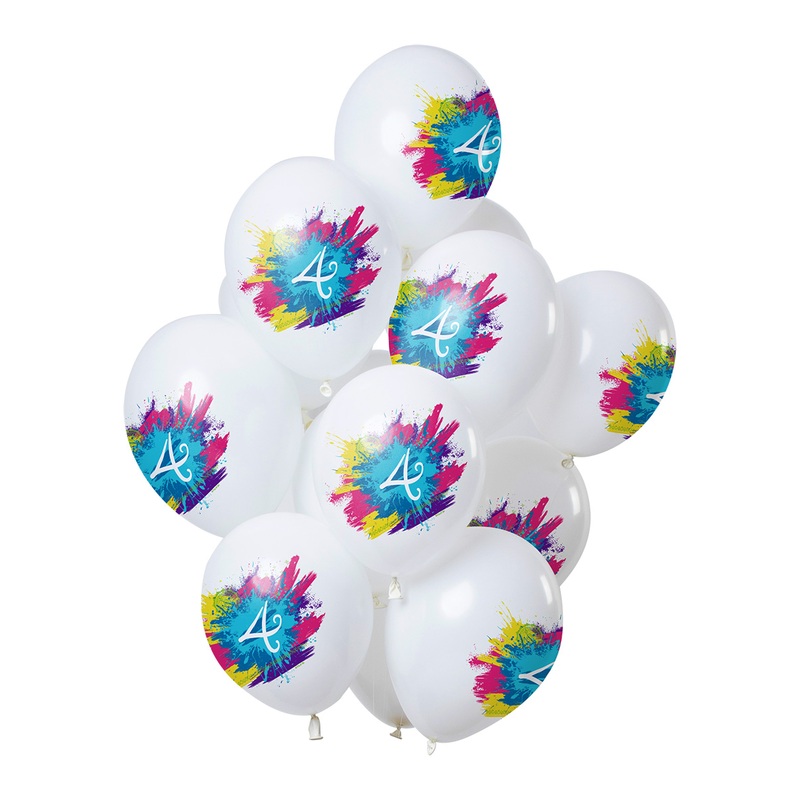 4th birthday 12 latex balloons Color Splash