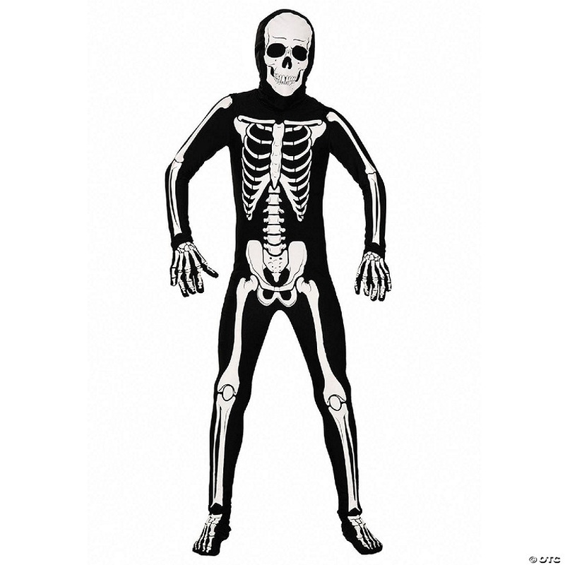 AltSkin Full Body Stretch Fabric Zentai Suit Costume – Glow in the Dark Skeleton (Kid Medium)