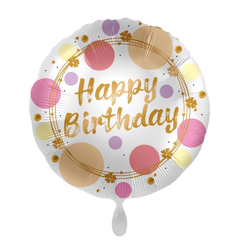Birthday foil balloon Happy Dots 45cm