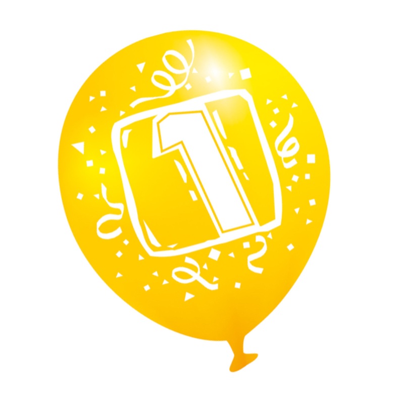 Set of 6 balloons with number 1