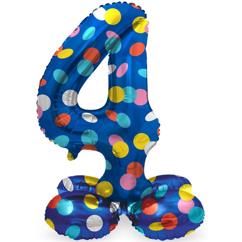 Standing number 4 balloon confetti rain 72cm