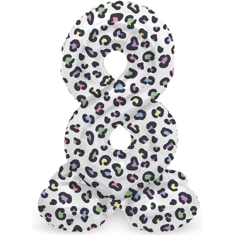 Standing Number 8 Balloon Leopard 41cm