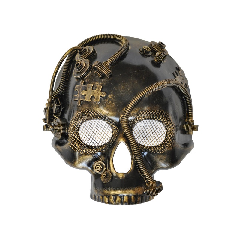 Steampunk Robot Skull Mask (Gold) Standard
