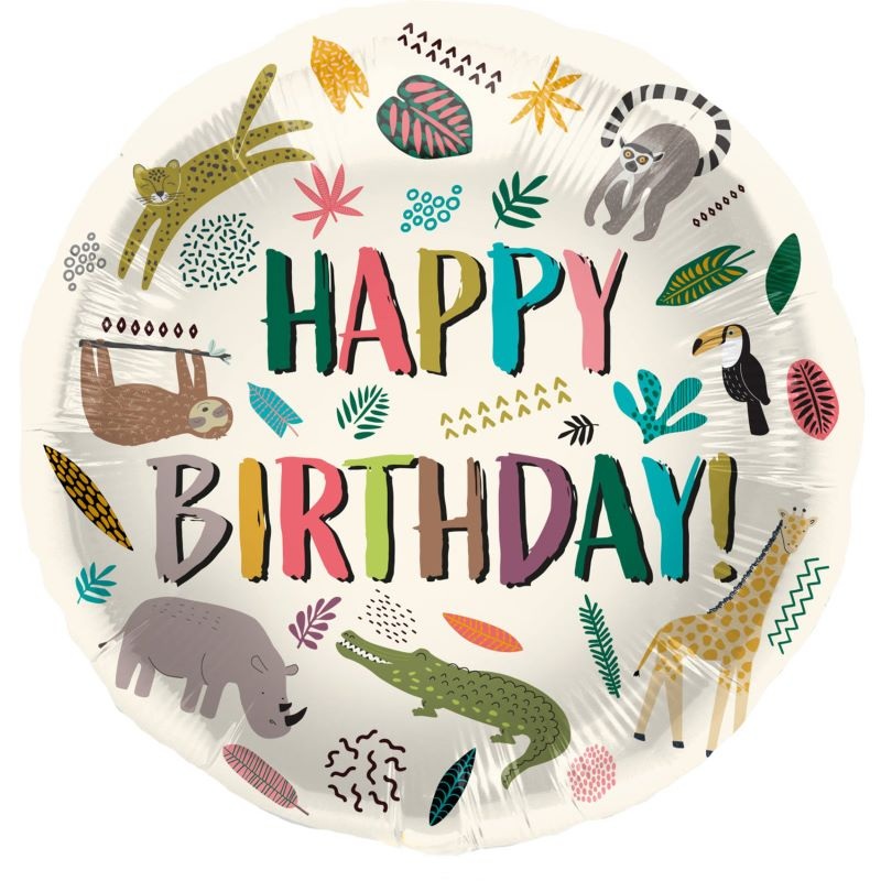 Zoo birthday party foil balloon 45cm
