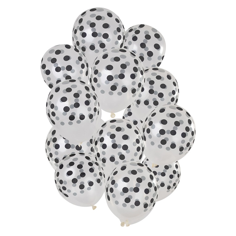 15 latex balloons with black dots