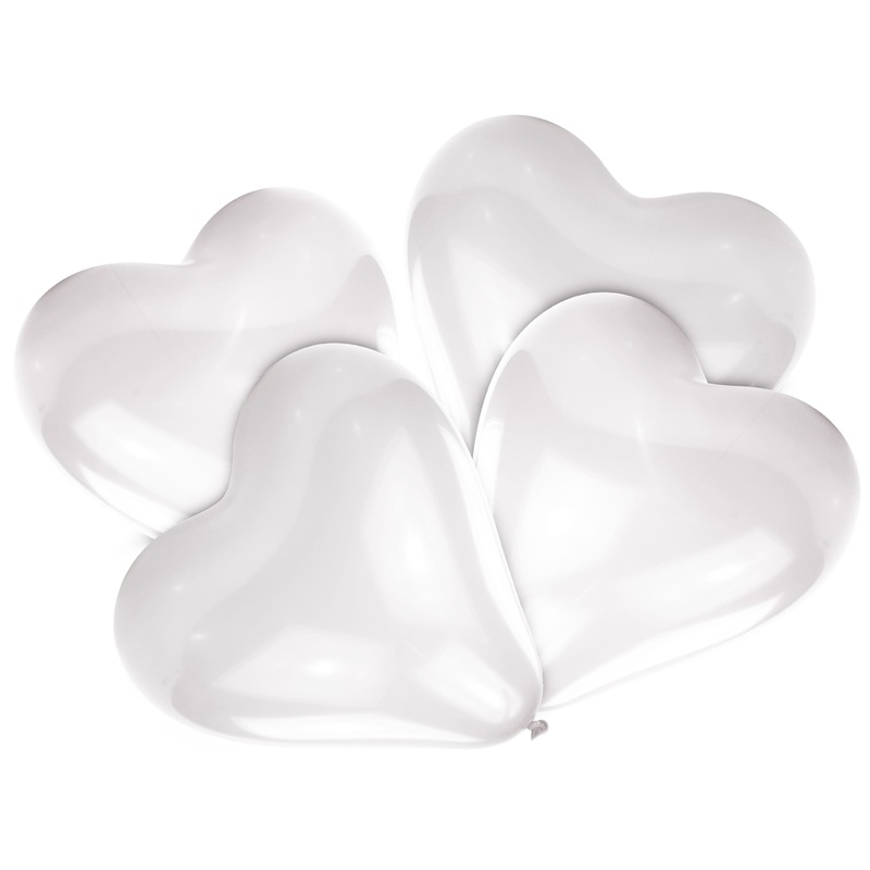 5 white heart balloons Eloise 30cm