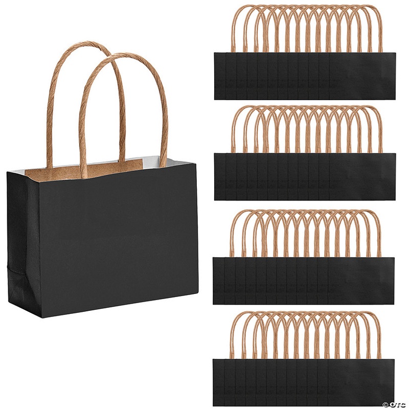 Bulk 48 Pc. Mini Black Kraft Paper Gift Bags