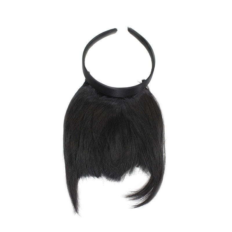 Hair Piece Clip in Bangs Fringe hair circlet long framing strands black HA071T
