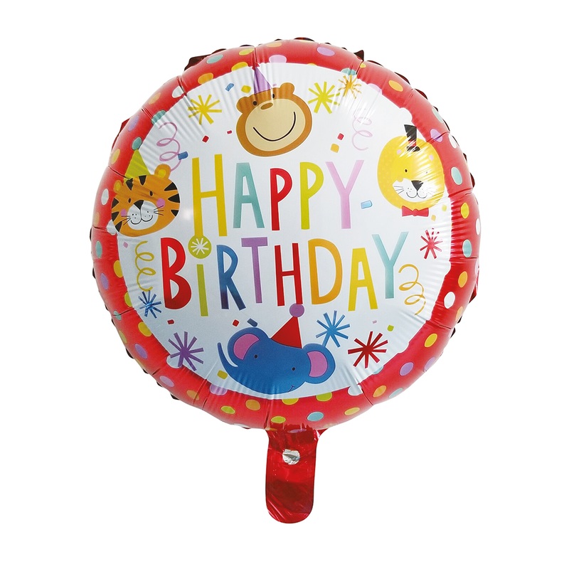 Happy Happy Birthday foil balloon animal print 45cm