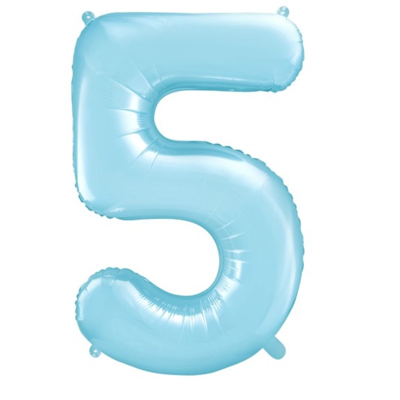 Number 5 foil balloon sky blue 86cm