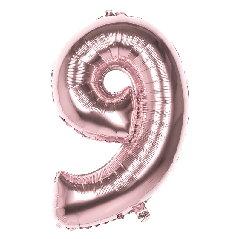 Rose gold number 9 foil balloon 86cm