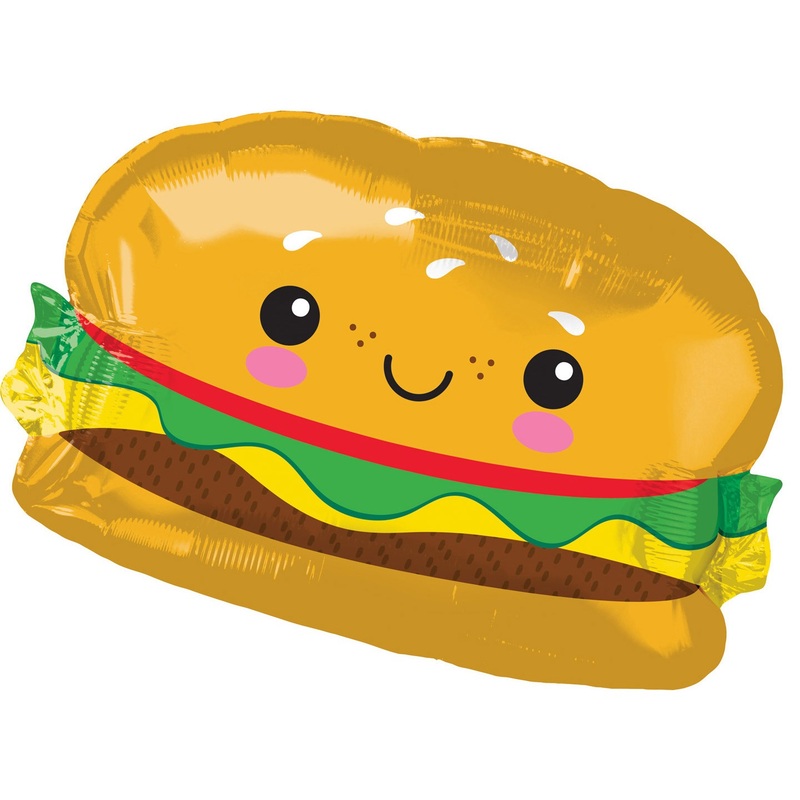 Smiling Burger foil balloon 66 x 45cm