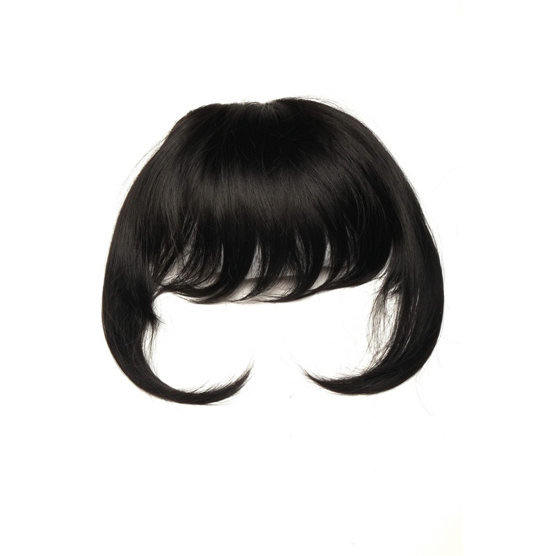 Clip-In Bangs with Long Side Strands synthetic Black L3061-1B