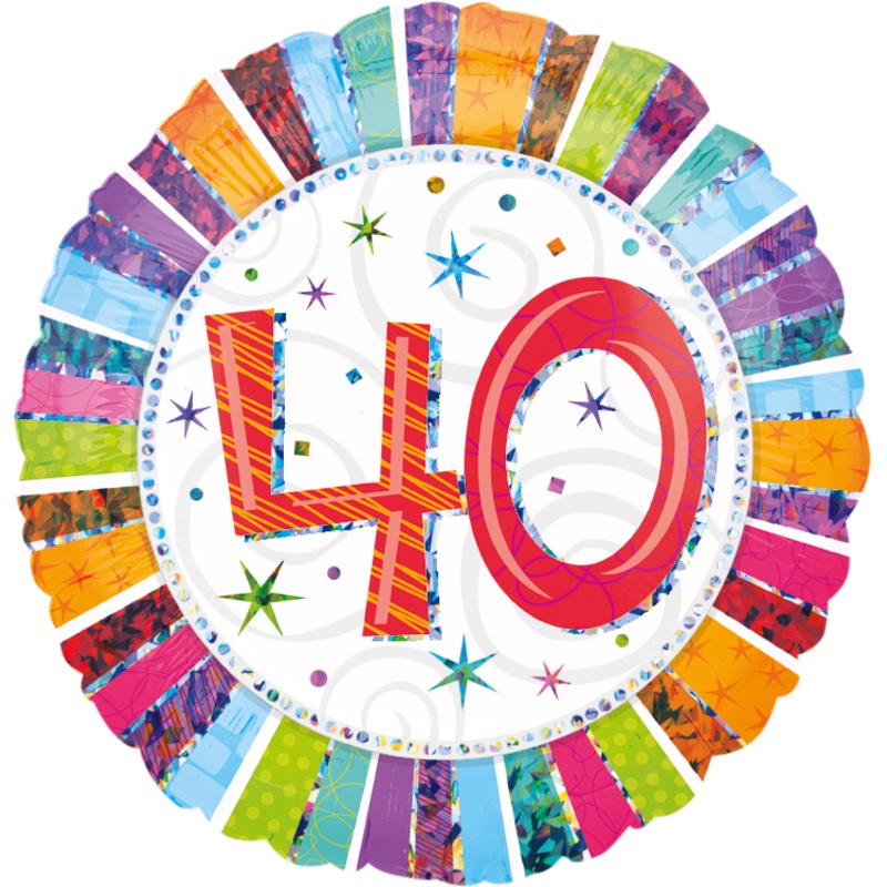 Colorful 40th Birthday balloon 45cm