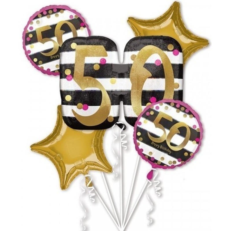 Foil balloon set Pinky-Gold 50th birthday