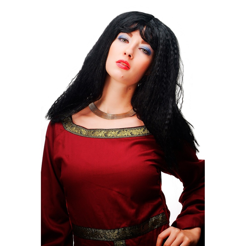 Party wig lady kinked volume black long wild sexy Latin Caribbean Pirate 66037