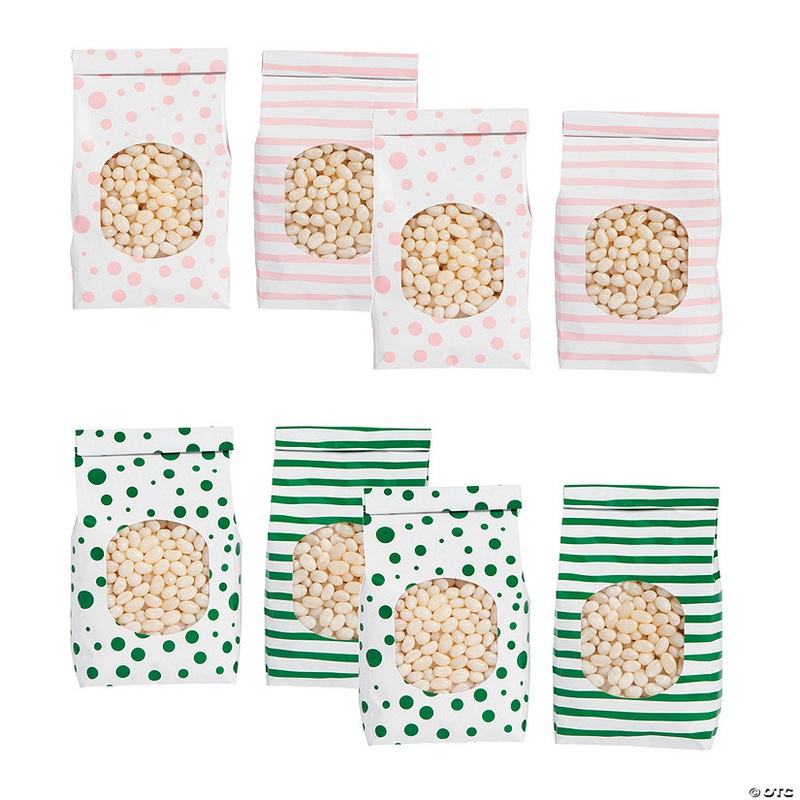 Good Witch or Bad Witch Patterned Green & Pink Paper Treat Bags – 24 Pc.