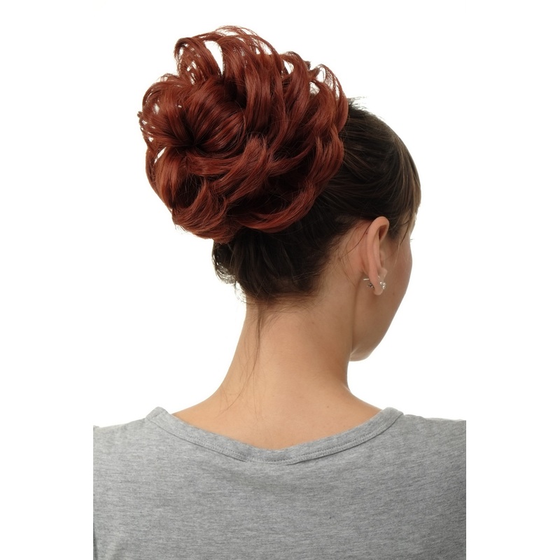 Hairpiece Hairbun Top Knot Bun Hair Rose Bushy Rust Brown Q840-35