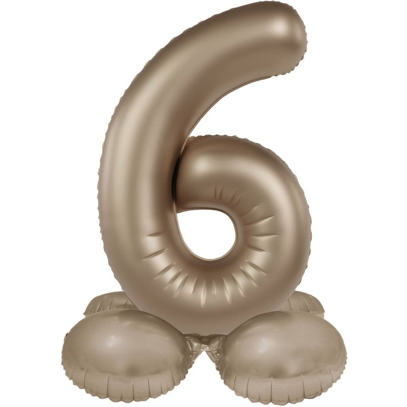 Standing foil balloon number 6 Starlight Gold 72cm